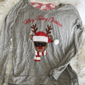 🩷 3/$18 Spencer's Gray Christmas Reindeer Sweater